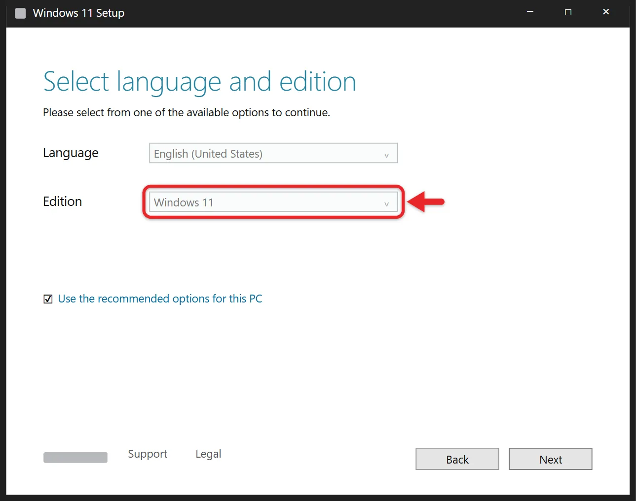 How to Download Windows 11 Pro 5 Media Creation Tool showing the Windows 11 edition option