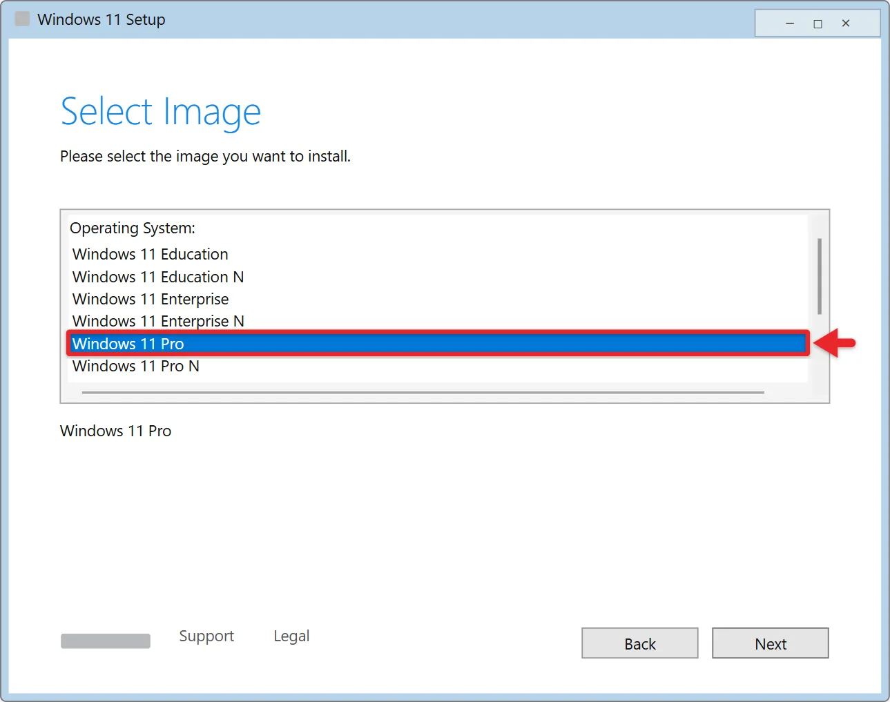 How to Download Windows 11 Pro 8 Windows Setup list of editions with Windows 11 Pro selected