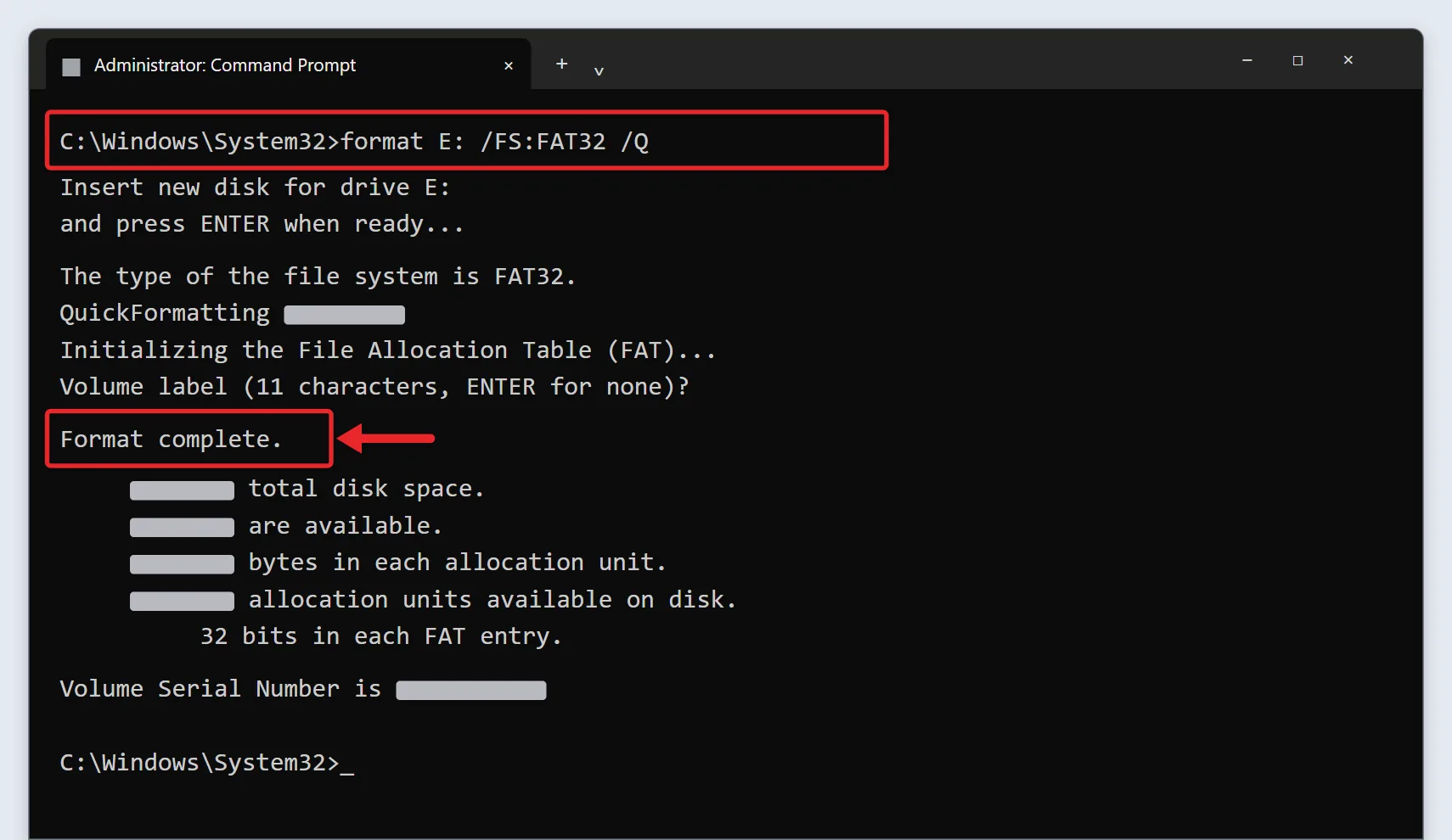 How to Format a USB Drive to FAT32 on Windows 11 3 Windows Terminal showing the format command finishing a FAT32 format on a 64 GB USB drive
