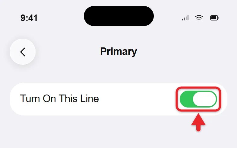 How to Get an iPhone Out of SOS Mode 2 iPhone Cellular line settings with the Turn On This Line switch turned on