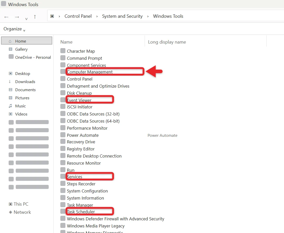 How to Open Administrative Tools (Windows Tools) in Windows 11 2 Windows Tools folder listing Computer Management, Event Viewer, Services, Task Scheduler and other tools