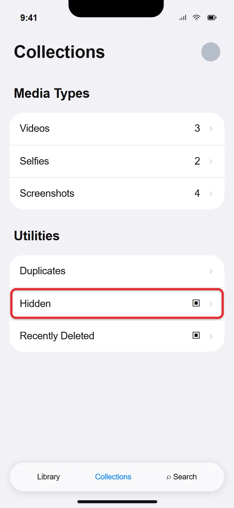 How to Hide a Picture on iPhone 13 (and Newer iPhones) 2 Utilities section in Photos with the locked Hidden album