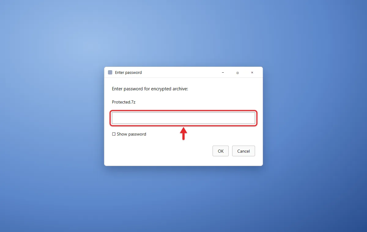 How to Password Protect a Folder in Windows 11 2 7-Zip Enter password prompt for an encrypted archive