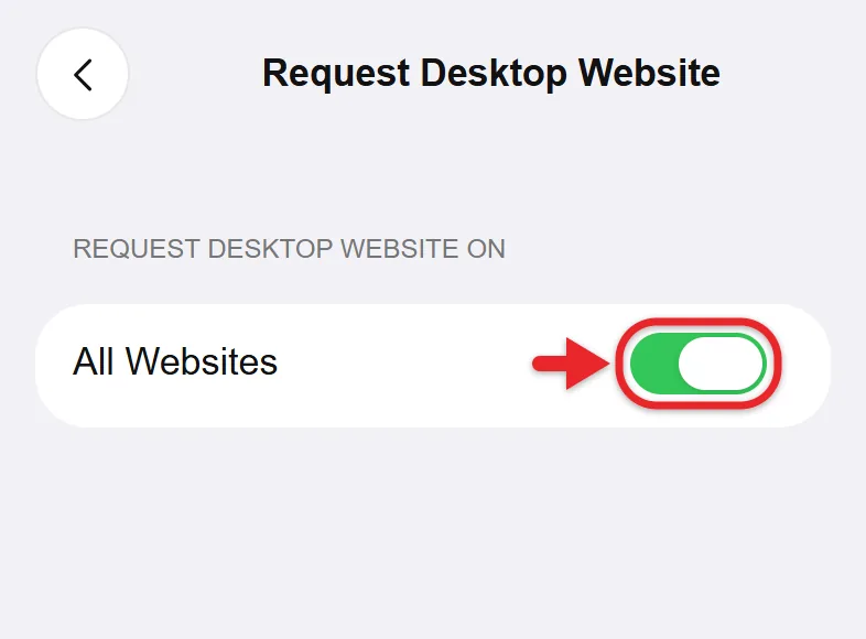How to Request a Desktop Site in Safari on iPhone 3 Request Desktop Website settings with the All Websites switch in Safari settings on iPhone