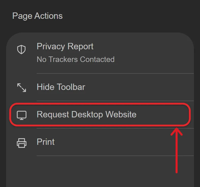 How to Request a Desktop Site in Safari on iPhone 1 Safari Page Menu on iPhone with the Request Desktop Website option