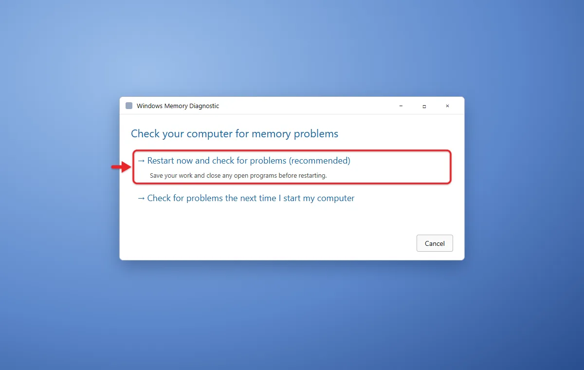 How to Run System Diagnostics on Windows 11 3 Windows Memory Diagnostic dialog with restart options