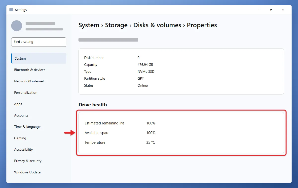 How to Run System Diagnostics on Windows 11 4 Windows 11 drive properties page showing NVMe drive health