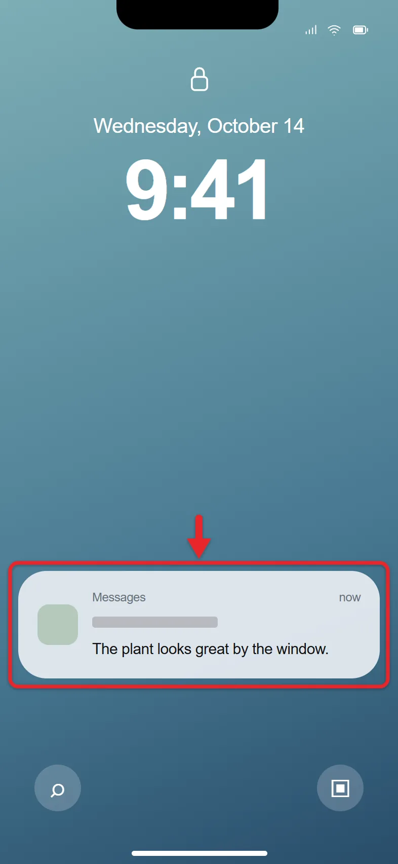 How to Show Messages on the Lock Screen on an iPhone 11 (or Newer iPhone) 1 iPhone Lock Screen showing a text message preview
