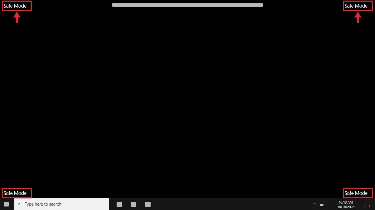 How to Start Windows 10 in Safe Mode While Booting 4 Windows 10 desktop in Safe Mode with the words Safe Mode in each corner