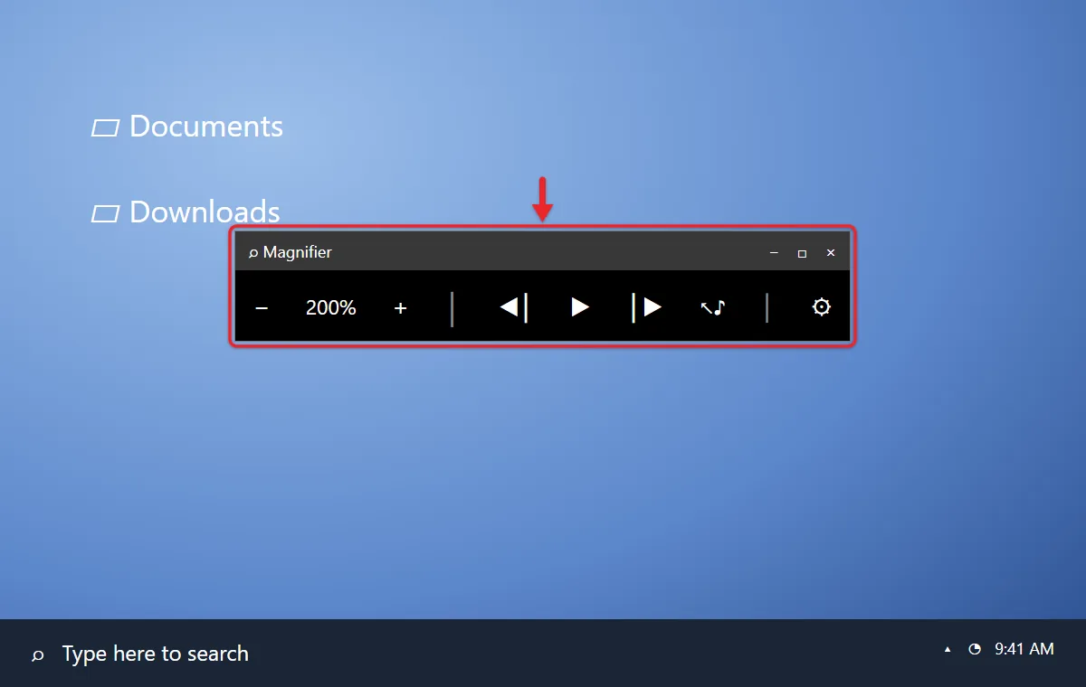 How to Turn On the Magnifier in Windows 10 (and Windows 11) 1 Windows Magnifier toolbar showing zoom buttons and the Views menu