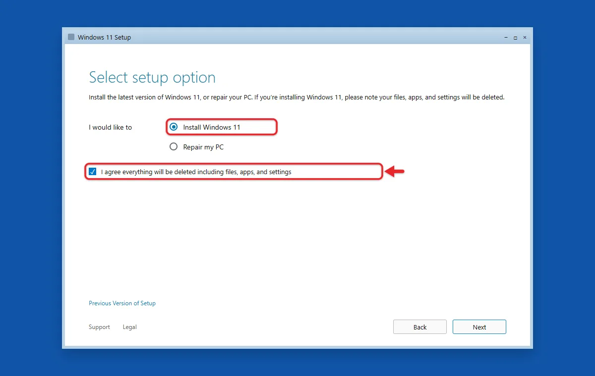 How to Move From Windows 7 to Windows 11 3 Windows Setup screen with Install Windows 11 selected