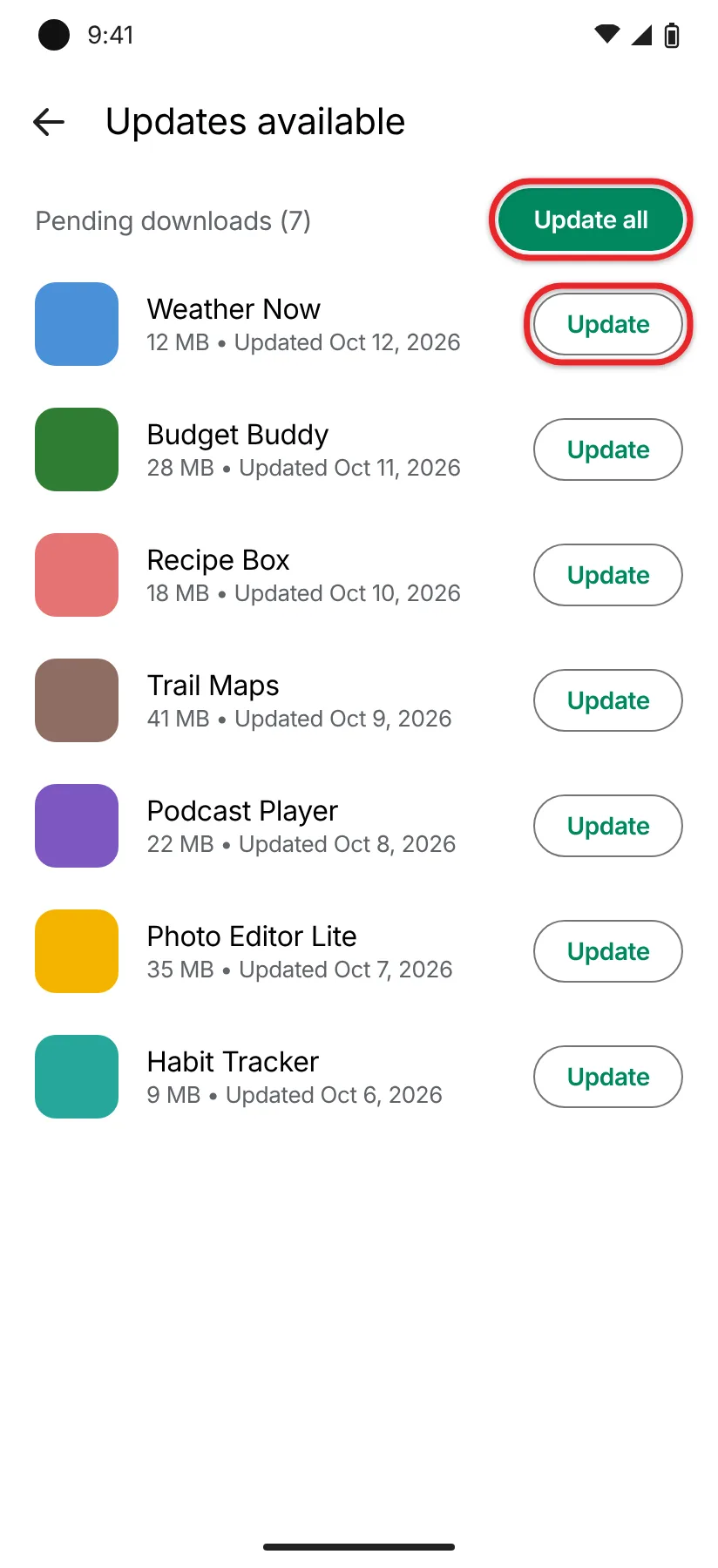 How to View and Install App Updates on a Google Pixel (Including the Pixel 4a) 3 List of pending app updates in Google Play with Update and Update all buttons