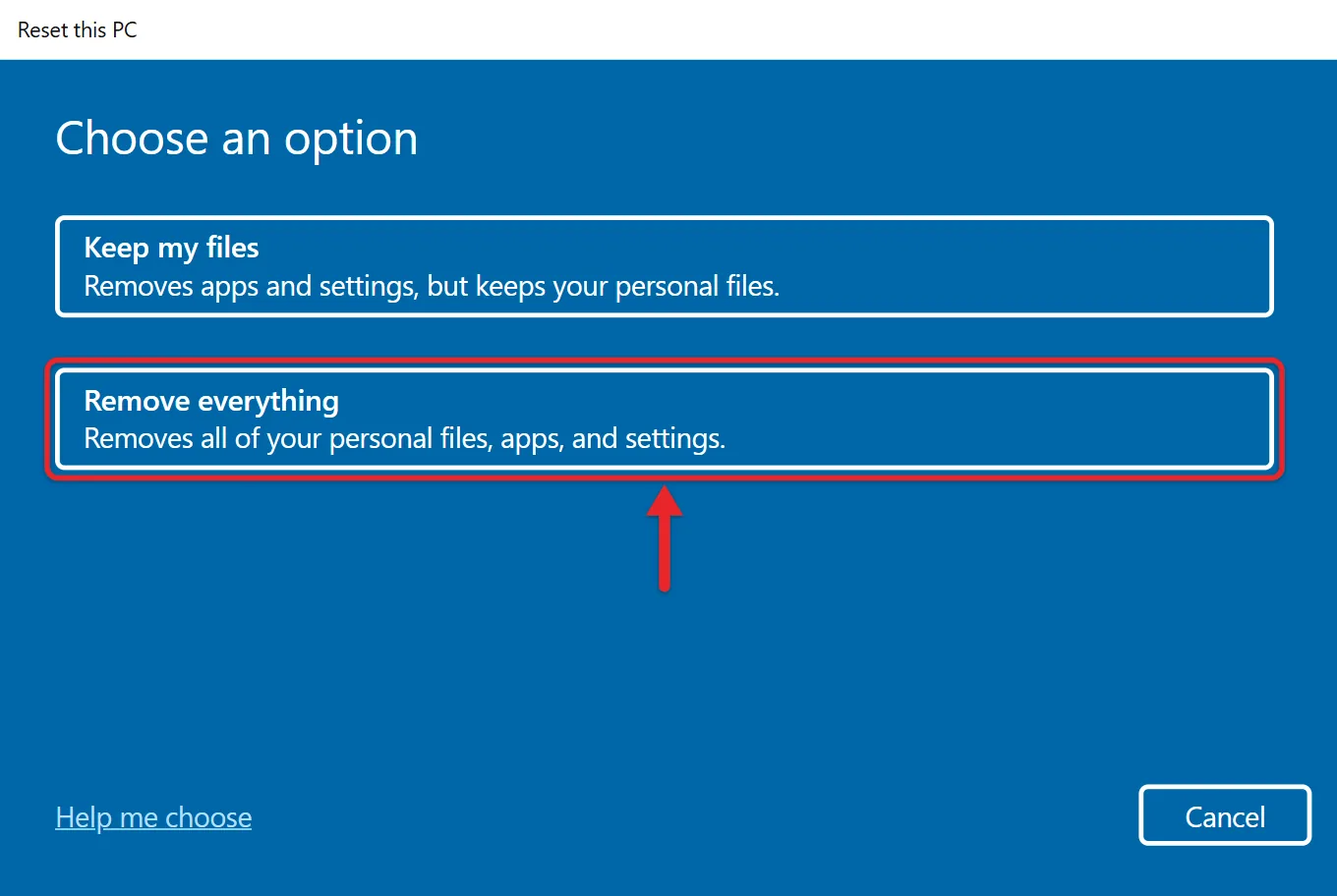 How to Wipe and Reinstall Windows 11 1 Recreated Windows 11 Reset this PC dialog with Keep my files and Remove everything, highlighting Remove everything