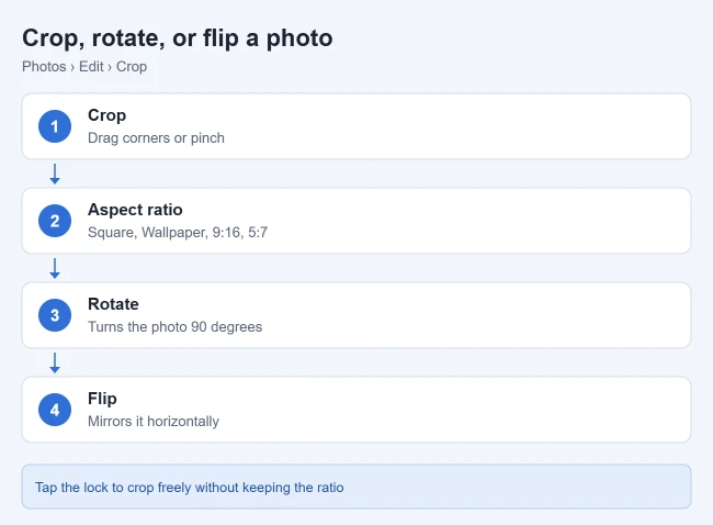 How to Edit Photos on iPhone: Add a Filter, Crop, or Flip 2 Tools to crop, rotate, and flip a photo on iPhone