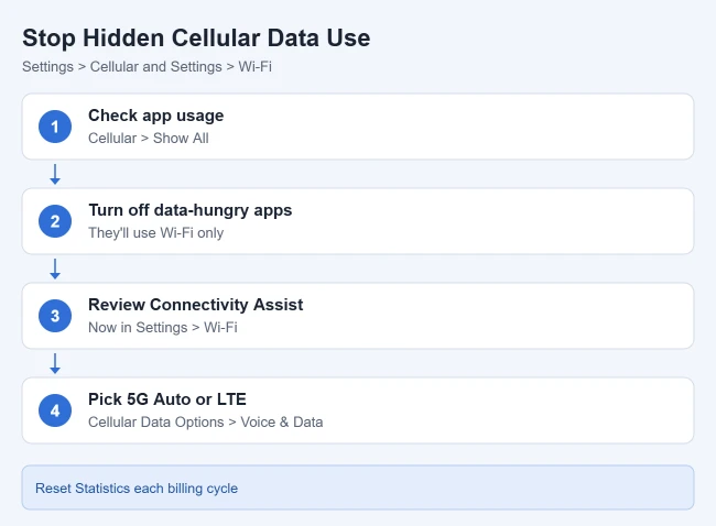 How to Reduce Cellular Data Usage on an iPhone 2 Steps to stop hidden cellular data use on iPhone