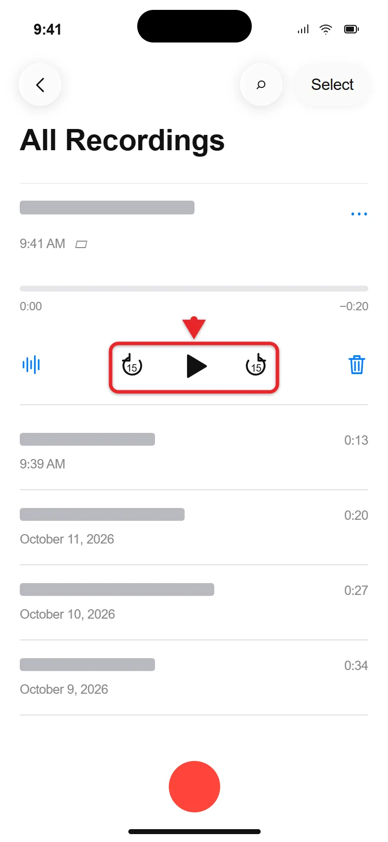 How to Play a Voice Memo on iPhone (the Quick Way) 1 Voice Memos recording expanded with Play and skip buttons