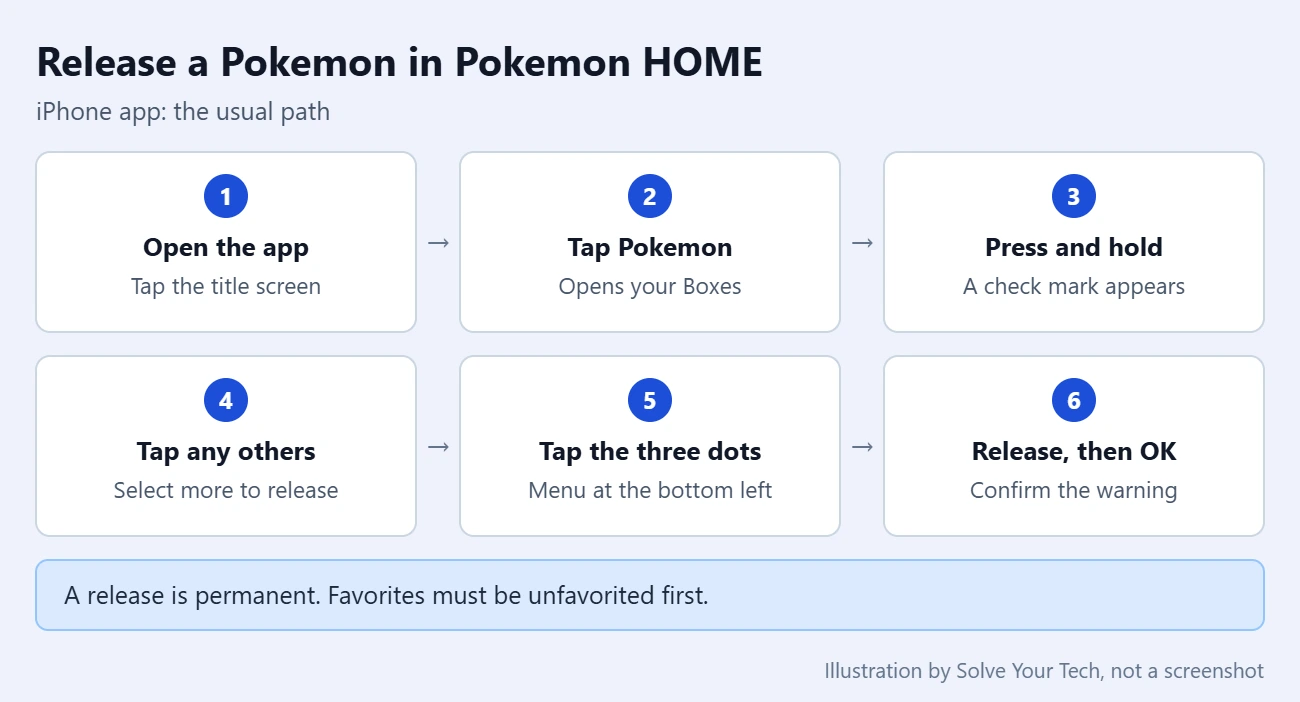 How to Delete a Pokemon from Pokemon Home on an iPhone 3 Six-step path for releasing a Pokemon in the Pokemon HOME app on an iPhone
