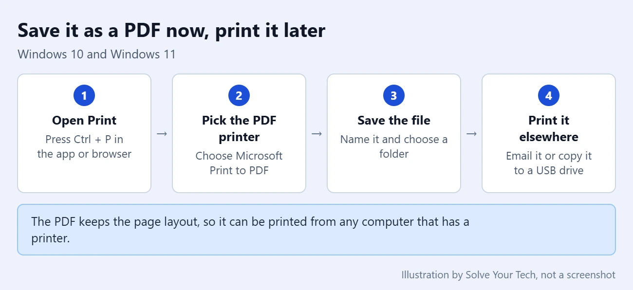 When You Need to Print Something Urgently, But No Printer 1 Four steps for saving a page as a PDF on Windows when no printer is available