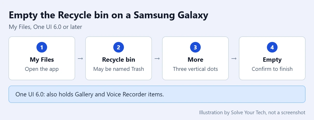 How to Empty the Trash on Android 4 Steps to empty the Recycle bin in Samsung My Files on a Galaxy phone