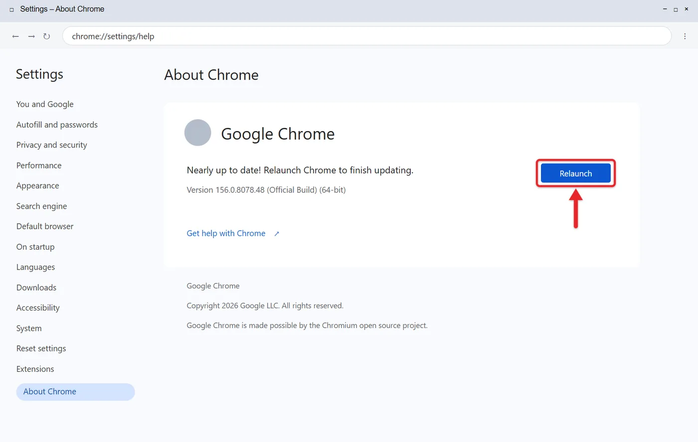 How to Update Google Chrome 1 Chrome About page with a downloaded update and the Relaunch button