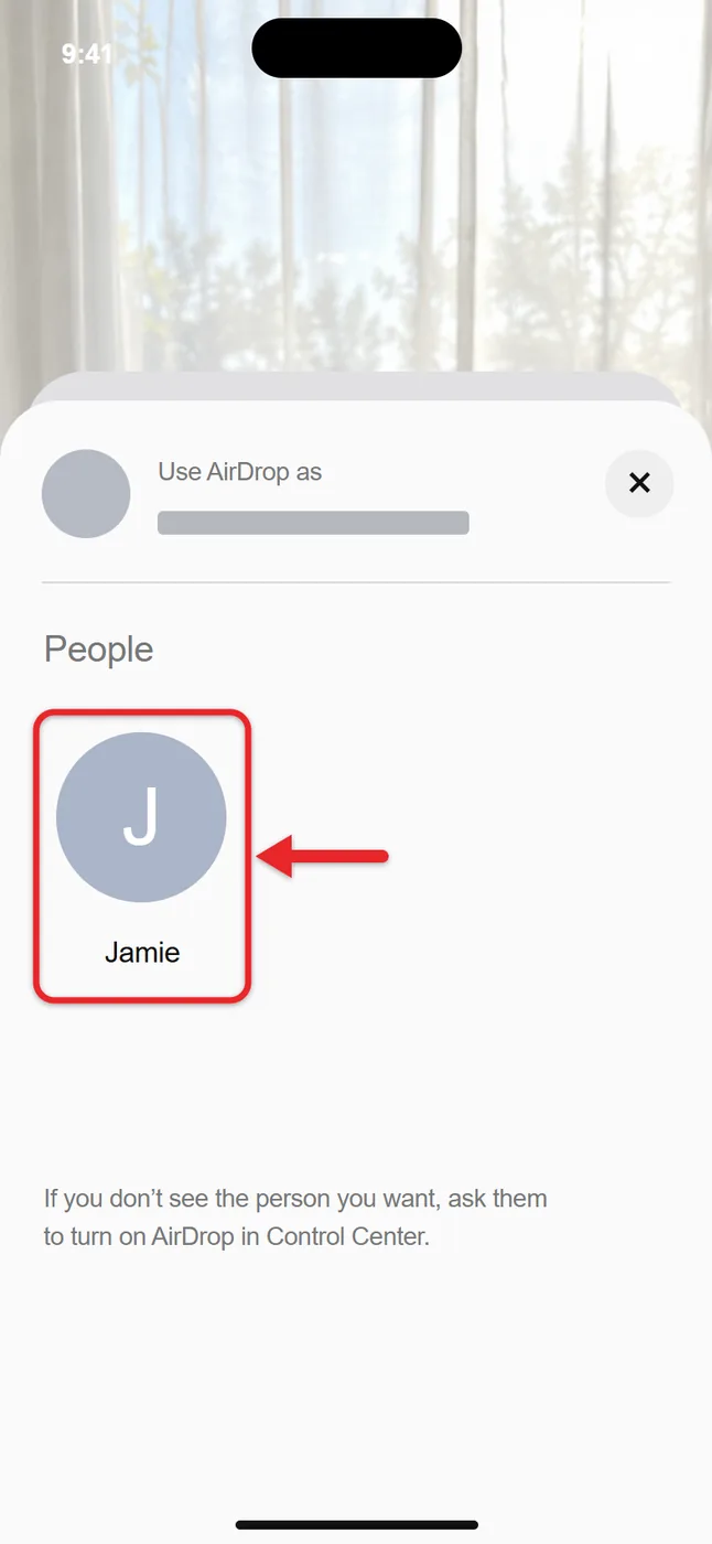 How to AirDrop From an iPhone 1 iPhone AirDrop screen listing a nearby person under People