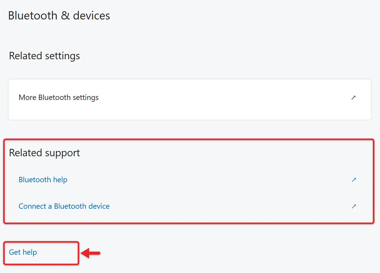 How to Get Help in Windows 11 3 Windows 11 Settings page bottom with Related support and Get help links