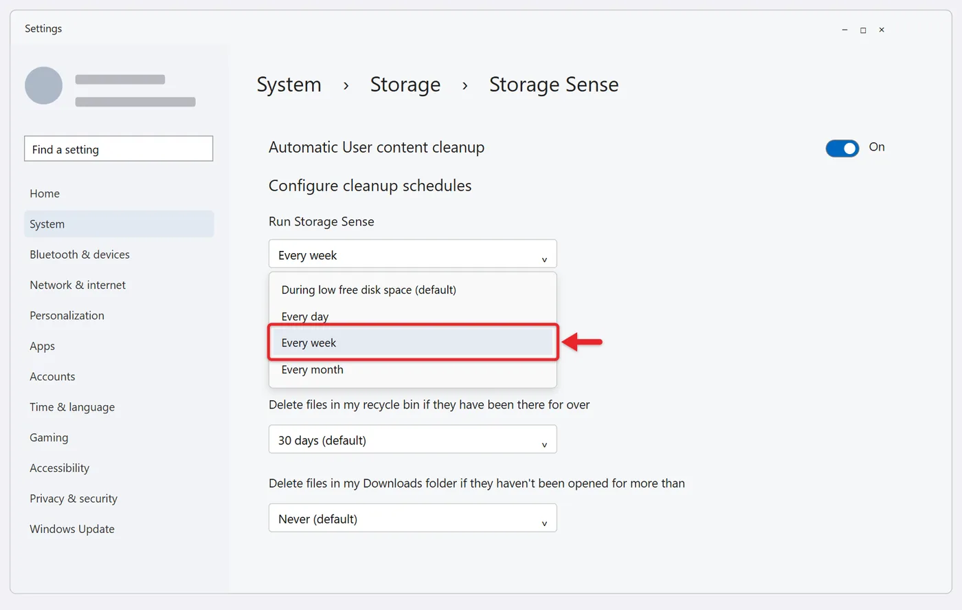 How to Turn On Storage Sense in Windows 11 2 Run Storage Sense menu with schedule options in Windows 11