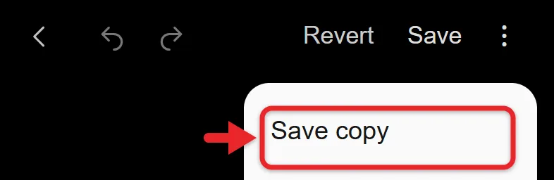 How to Take Smaller Pictures on an Android Phone 3 Samsung Gallery editor menu with the Save copy option