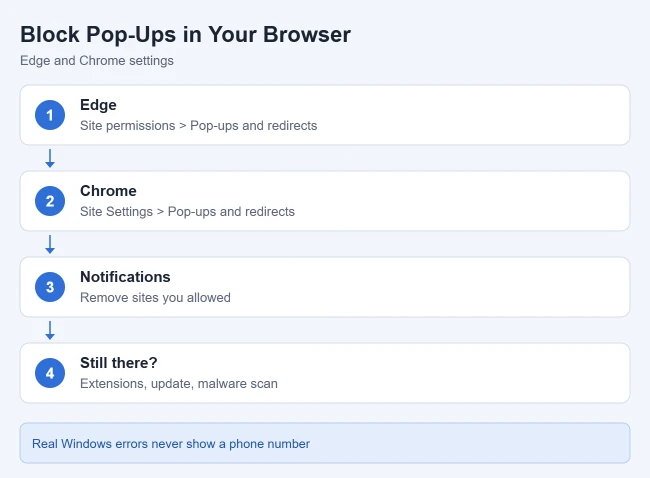 How to Stop Pop-Ups on Windows 11 2 Illustration of browser settings that block pop-ups on Windows 11