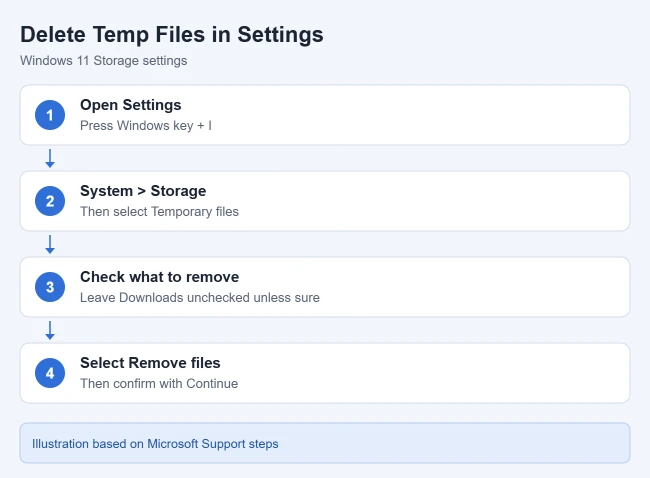 How to Delete Temp Files in Windows 11 1 Steps to delete temporary files in Windows 11 Settings