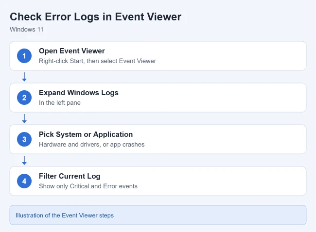 How to Check Error Logs on Windows 11 1 Steps to check error logs in Event Viewer on Windows 11