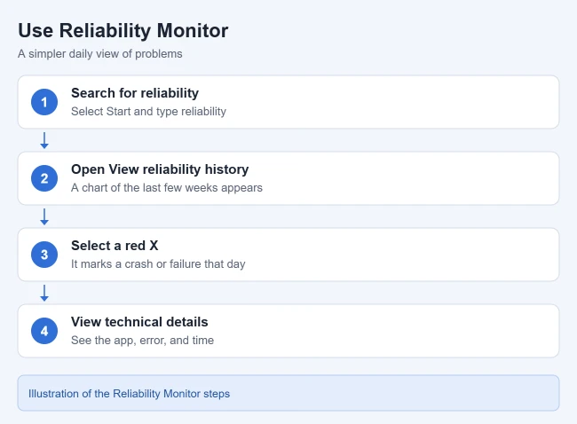How to Check Error Logs on Windows 11 2 Steps to check problems in Reliability Monitor on Windows 11